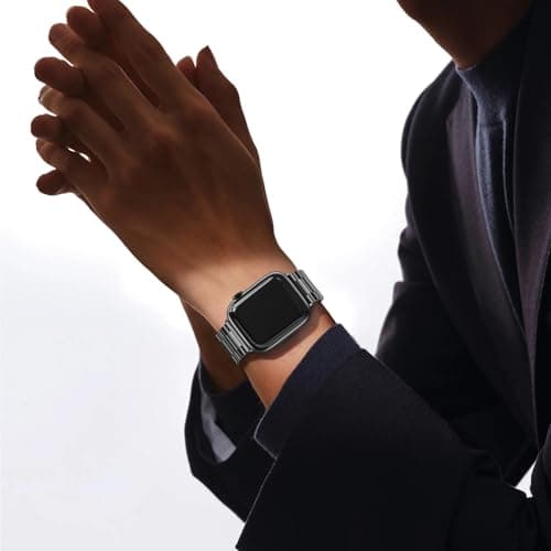 EPULY Metal Band Compatible with Apple Watch Bands for Men 49mm 46mm 45mm 44mm 42mm 41mm 40mm 38mm, Business Stainless Steel Strap for iWatch Bands Series 11 10 9 8 7 6 5 4 3 2 1, SE3 2 1, Ultra3 2 1 — view 4
