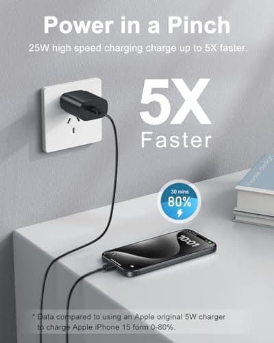 Type C Charger Fast Charging, 2Pack [10FT&6FT] Long USB C Cable with 25W Phone Super Fast Charger Block Compatible with Galaxy S25/S24/Plus/Ultra,iPhone 15/16/17/Air/Plus/Pro Max — view 3
