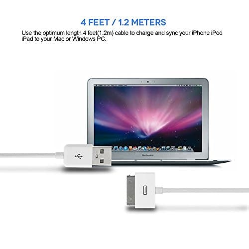 Aibocn 30 Pin Charging Cable, MFi Certified 30 Pin USB Sync Charge Dock Cable Cord Replacement for Old Apple iPhone 4/4S 3G/3GS, iPad 1/2/3,iPod Nano/iPod Touch — view 5