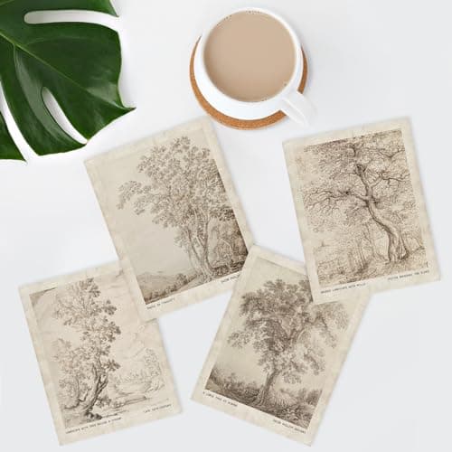 SIGNWIN Poster Vintage Landscape Sketch Prints by 16th-Century Antique Tree Wilderness Nature Illustrations Fine Art Decorative Country/Farmhouse Vintage for Living Room, Bedroom, Office - 11"x14"x4 — view 2