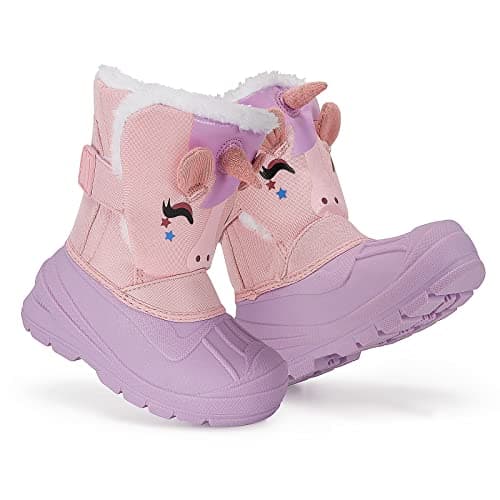 MORENDL Kids' Snow Boots Insulated Waterproof Fur Lined Warm Anti-Slip Winter Shoes for Boys and Girls Outdoor Walking(Toddler/Little Kid) — view 6