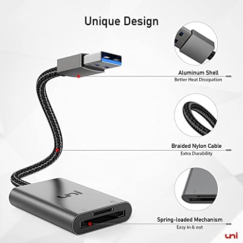 uni SD Card Reader, High-Speed USB 3.0 to Micro SD Card Adapter, Aluminum Computer Memory Card Reader Dual Slots, for SD/SDXC/SDHC/MMC/Micro SDXC/TF/Micro SDHC | Laptop, PC, and More — view 7