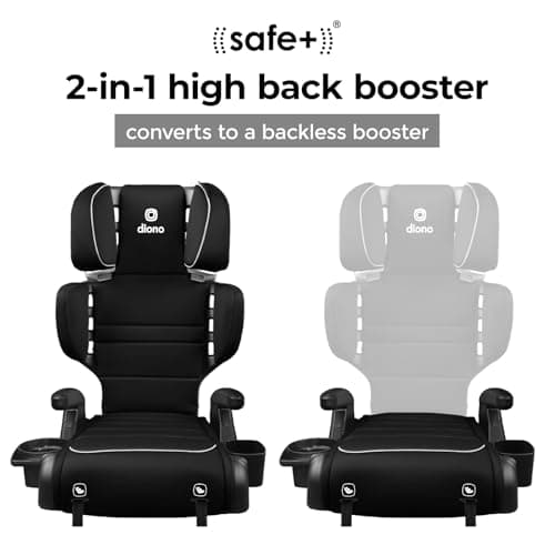 Diono Connect3 RXT 2-in-1 High Back Booster, Slim Fit 3-Across in Many Mid-Sized Sedans and SUVs, for Children from 40-120 lbs., Lightweight with Latch, Black Storm — view 2