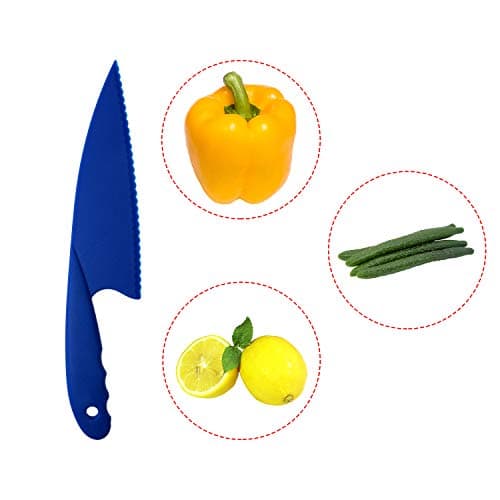 PENTA ANGEL 6 Colors Plastic Kitchen Knife Set Nylon Knife Children Safety Cooking Chef Knives for Fruit Lettuce Vegetable Salad Bread (6 Colors) — view 5