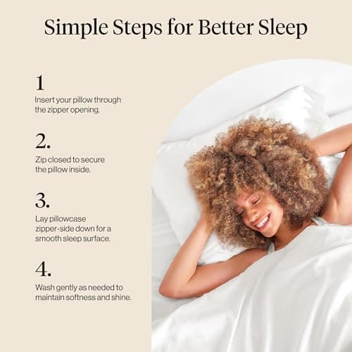 Kitsch Satin Pillowcase with Zipper for Hair & Skin - Softer Than Silk Pillow Cases, Smooth Cooling Satin Pillow Case, Wrinkle-Free, Machine Washable - Pillow Cases Standard Size (19x26) - Ivory — view 7