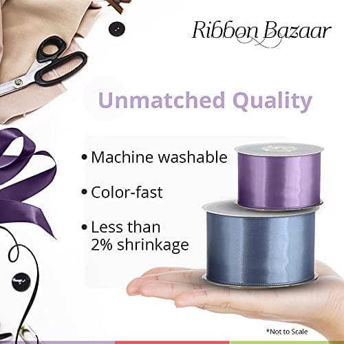 Ribbon Bazaar Double Faced Satin - Premium Gloss Finish - 100% Polyester Ribbon for Gift Wrapping, Crafts, Scrapbooking, Hair Bow, Decorating & More - 1-1/2" Eggplant 50yd Spool — view 6