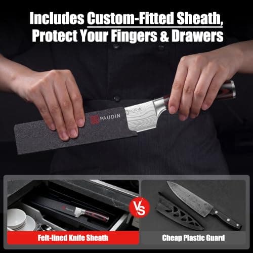 PAUDIN Chef Knife, 8 Inch High Carbon Stainless Steel Sharp Kitchen Knife with Ergonomic Handle, Gift Box for Family & Restaurant — view 4