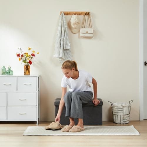 Sweetcrispy 30 Inch Folding Storage Ottoman Bench, Ottoman with Storage