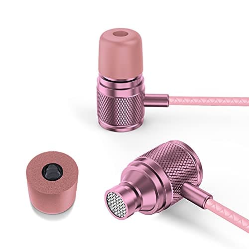 LUDOS Ultra Wired Earbuds in-Ear Headphones, 5 Years Warranty, Earphones with Microphone, Noise Isolating Ear Buds, Memory Foam for iPhone, Samsung, School Students, Kids, Women, Small Ears - Pink — view 8