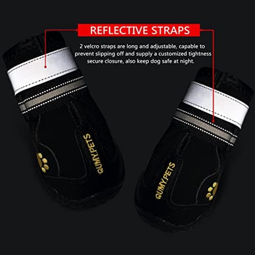 QUMY Dog Shoes for Large Dogs, Medium Dog Boots & Paw Protectors for Winter Snowy Day, Summer Hot Pavement, Water-Resistant in Rainy Weather, Outdoor Walking, Indoor Hardfloors Skid-Resistant Sole — view 4