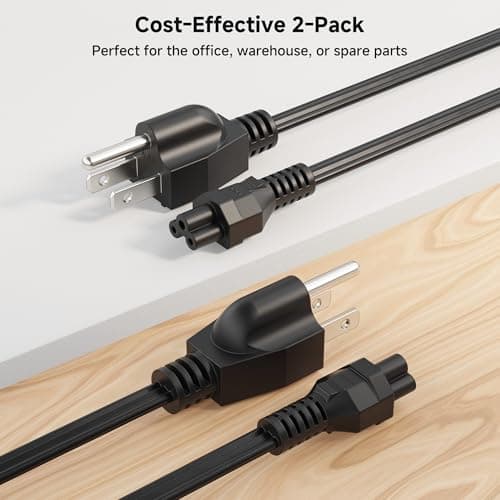 Cable Matters 2-Pack 16 AWG 13A 3 Prong Power Cord, 3ft, Black — view 5