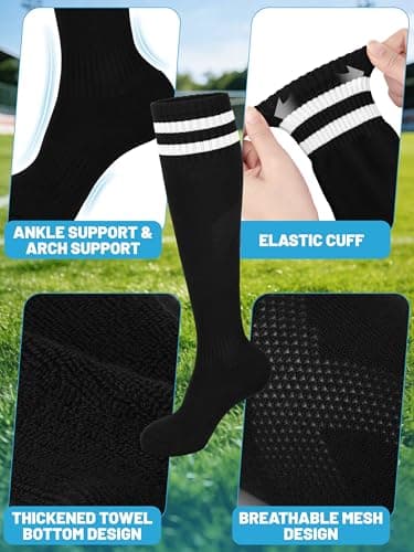Gnodio Kids Soccer Shin Guards with Sleeves and Socks Set Youth Toddler Shin Pads Long Socks for 3-12 Years Boys Girls Lightweight Soccer Equipment Black M — view 3