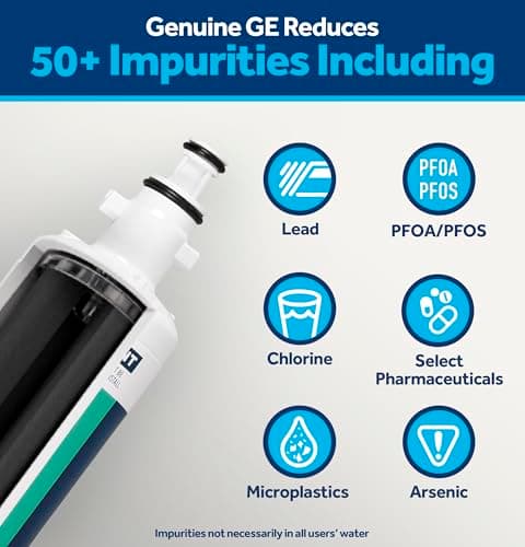 GE RPWFE Refrigerator Water Filter, Genuine Replacement Filter, Certified to Reduce Lead, Sulfur, and 50+ Other Impurities, Replace Every 6 Months for Best Results, Pack of 1
