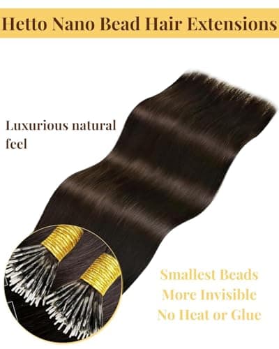 Hetto Nano Hair Extensions Real Human Hair Dark Brown 50g 50s 20 Inch — view 6