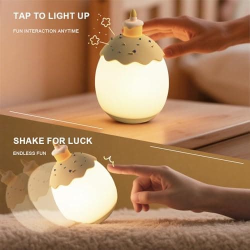 AuroraNiteBeam Silicone Night Light for Kids, Egg Baby Nursery Night Lamp with 3-Level Dimming & 30-Min Timer, Portable nightlight for Kids Bedroom,Birthday Cake-Shaped Night Light — view 2