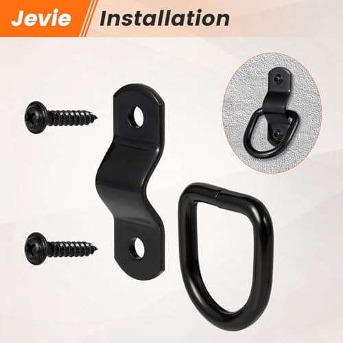 6 Pack 1/4" D Ring Tie Down Anchors, Heavy-Duty Steel Bolt-On D Ring Mounts with Screws, Black E-Coated Surface Mount for Trailer, Truck Bed, RV — view 4