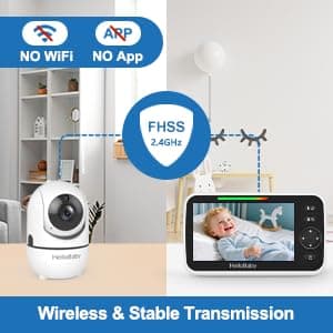 HelloBaby No WiFi Baby Monitor 5" Screen 30-Hour Battery Pan-Tilt-Zoom Video Upgrade with Camera and Audio, Night Vision, VOX, 2-Way Talk, 8 Lullabies and 1000ft Range, HB6550 — view 4