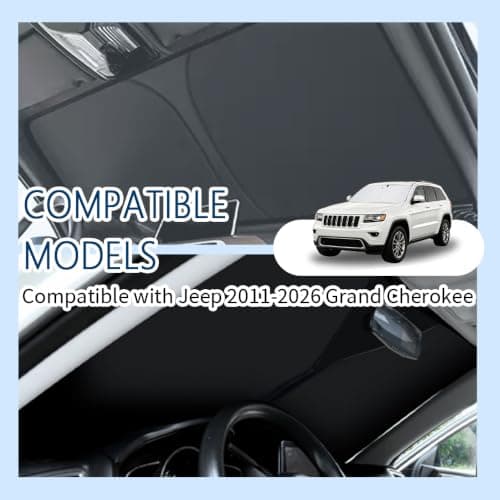 Car Windshield Sun Shade,Foldable Sun Shade for Car Windshield with Storage Bag Compatible with Jeep Grand Cherokee 2011-2026,Oxford Cloth Cars Suns Shades Keep Interior Cool — view 3