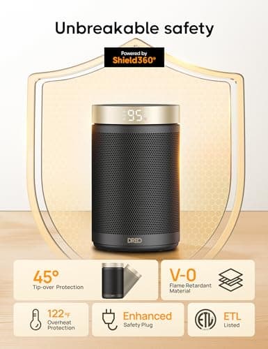 DREO Space Heater, Portable Electric Heaters for Indoor Use with Thermostat and Remote, 2024 Upgraded, Digital Display, 12H Timer, 5 Mode, 1500W PTC Ceramic Fast Safety Heat for Office Bedroom Home — view 4
