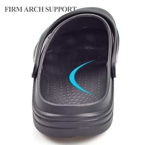 PIMIO Garden Clogs for Women and Men,Slip On Work Shoes with Arch Support,Womens Mens Quick-Dry Water Shoes Casual Sandals,Comfortable Slippers B Black — view 4