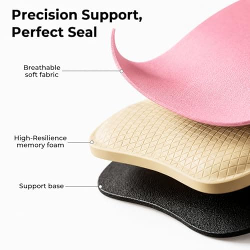 EooCoo Ergonomic Mouse Pad with Wrist Support, Mousepad with Memory Foam Wrist Rest and Non-Slip Base for Computer, Cafe, Home & Office, 9.64 x 8.26 in Office Desk Accessories, Pink — view 2