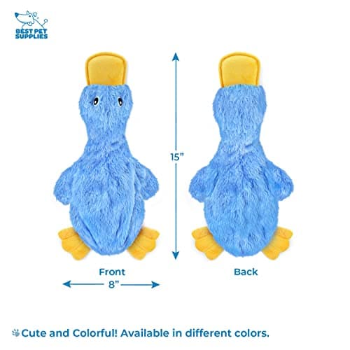 Best Pet Supplies Interactive Squeaky Dog Chew Toy, Ideal Dog Toys for Chewers, Small, Medium & Large Dogs, and Fetch Lovers - Crinkle Duck (Blue), Large — view 3