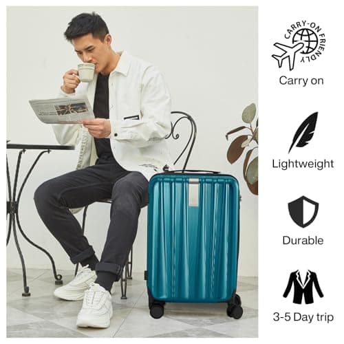 Hanke Luggage Sets 3 piece Carry On Luggage with Wheels PC Hard Shell Suitcases Lightweight Checked Travel Luggage Extra Large Travel Suitcase Woman Men 20/24/29 Inch(Caribbean Blue) — view 6