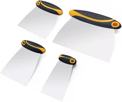 4-Piece Set of Stainless Steel Body Filler and Putty Spreaders/Scraper Set with Handles - Sizes: 2", 3", 4" and 6" | Repairing Drywall, Removing Wallpaper, Applying Putty, Plaster, Cement, Adhesive — view 5