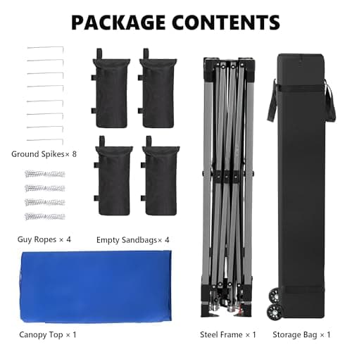 OLIXIS 10x10ft 1-Person Pop Up Canopy Tent, Heavy Duty One Push Setup Portable Outdoor Shelter for Beach Events Camping with Rolling Carry Bag, Navy Blue — view 4