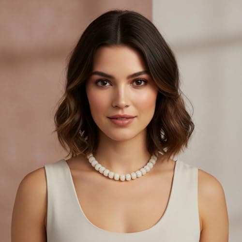 LILIE&WHITE Mothers Day Gifts for Mom Daughter White Resin Chunky Beaded Necklace for Women Minimalistic Beaded Choker Necklace Modern Statement Necklace Jewelry Accessories