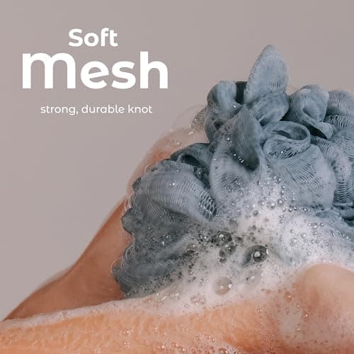 MainBasics Shower Loofah Sponge Pouf, Set of 3, Airy Blossom — view 2