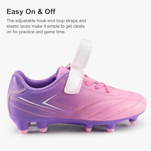 STELLE Kids Soccer Cleats Boys Girls Firm Ground Athletic Outdoor Football Soccer Shoes for Little/Big Kid(GCL005-Violet Blush,12ML) — view 4