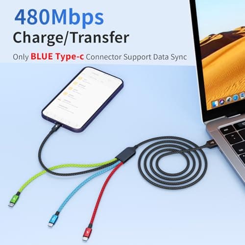 4 in 1 Multi Charging Cable, 2 Pack 5FT Charging Cords for Multiple Devices — view 3