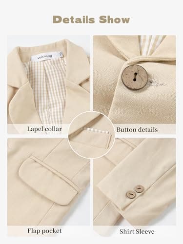 Volunboy Toddler Suit Baby Boy 2 Piece Formal Tuxedo Boys Cotton Linen Gentleman Outfit (LightKhaki, 3-4T) — view 3