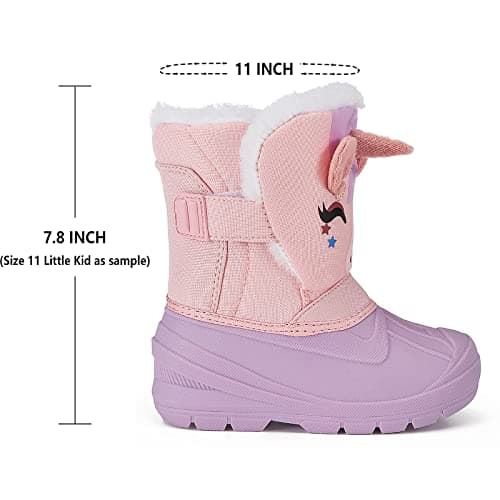 MORENDL Kids' Snow Boots Insulated Waterproof Fur Lined Warm Anti-Slip Winter Shoes for Boys and Girls Outdoor Walking(Toddler/Little Kid) — view 3