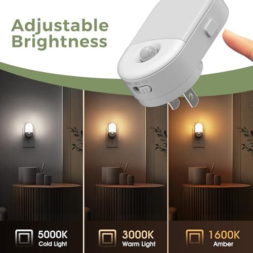 L LOHAS LED Motion Sensor Night Light, 2Pack, Motion Activated Night Light, Night Lights Plug into Wall, 3CCT Amber/3000K/5000K, Adjustable Brightness 30/60LM, for Kids Adults Bathroom Bedroom — view 3