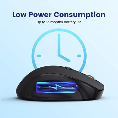 LODVIE Wireless Mouse for Laptop,2400 DPI Wireless Computer Mouse with 6 Buttons,2.4G Ergonomic USB Cordless Mouse,15 Months Battery Life Mouse for Laptop PC Mac Computer Chromebook MacBook-Black — view 5