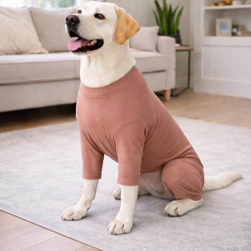 ADKLHX Dog Full Bodysuit – Stretchy Yoga Fabric 4-Leg Dog Pajamas, Breathable & Lightweight Dog Onesie for Indoor & Outdoor, Shedding Control & Travel Wear Dusty Pink 2XL — view 5