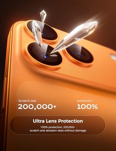 MAGIC JOHN 2 Pack Camera Lens Protector for iPhone 17 Pro Max, Full Coverage, Metal Aluminum Alloy Camera Lens Film, HD Clear, Scratch Resistant, Case-Friendly, Orange — view 2