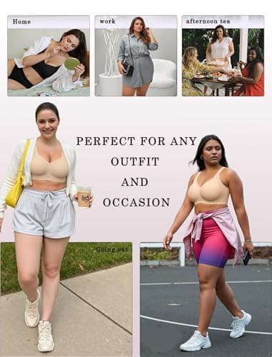 OEAK Womens Wireless Jelly Bra Plus Size Supportive Seamless Bras Full Coverage Push Up Comfortable No Underwire Tshirt Bras Black S — view 4