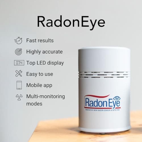 Ecosense RD200 RadonEye, Home Radon Detector, Fast & Accurate Real-Time Monitoring, OLED Display, Easy Setup with Free App, Bluetooth