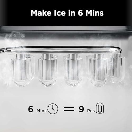 Silonn Ice Maker Countertop, 9 Cubes Ready in 6 Mins, 26lbs in 24Hrs, Self-Cleaning Ice Machine with Ice Scoop and Basket, 2 Sizes of Bullet Ice for Home Kitchen Office Bar Party — view 2