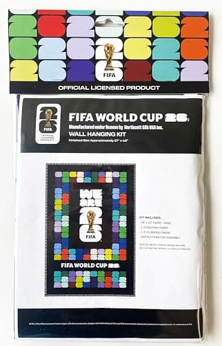 FIFA World Cup DIY Fabric Wall Hanging Kit – Soccer Fan Sewing Craft Project – Includes 28" x 43" Fabric Panel, Backing, Binding & Instructions – Create a 27" x 40" Handmade Wall Art Décor