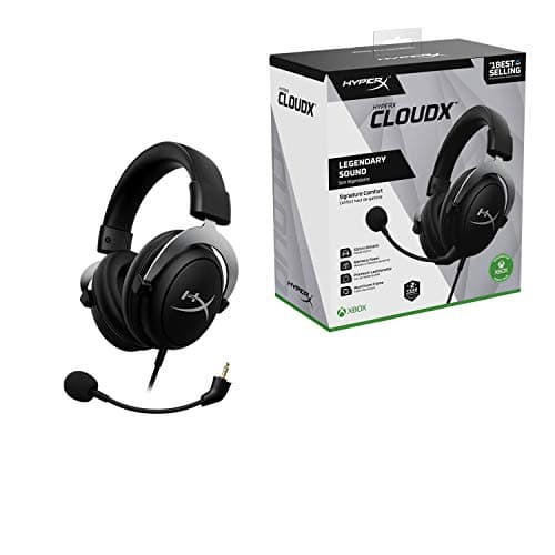 HyperX CloudX, Official Xbox Licensed Gaming Headset, Compatible with Xbox One and Series X|S, Memory Foam Ear Cushions, Detachable Noise-Cancelling Mic, in-line Audio Controls,Black/ Silver — view 5