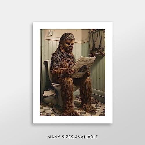 Star Wars Bathroom Décor Art Print - Premium Giclee Fine Art Print - Aesthetic Modern Vintage Painting Style Darth Vader Stormtrooper Yoda Print Poster for Bathroom Wall Decor, Ready to Frame — view 5