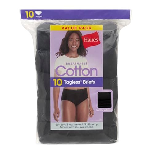 Hanes womens Cotton Brief Underwear, 10 Pack - Brief Black, 8 US — view 5