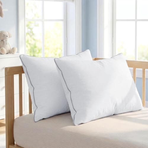 Sasttie Toddler Pillow Inserts Set of 2, 3 Year Old to 5, 13x18 Baby Pillows for Sleeping, Travel, School - CPC and Oeko-Tex Certified Down Alternative Plump Filling - Machine Washable, 2 Pack — view 2