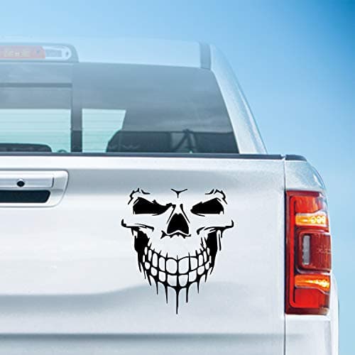 HungMieh Car Hood Decal, Cool Skull Sticker for Truck, SUV, Motorcycle, Bicycle with 10 Color Options and 5 Sizes, 25 Inch Maximum, Black (15 Inch)