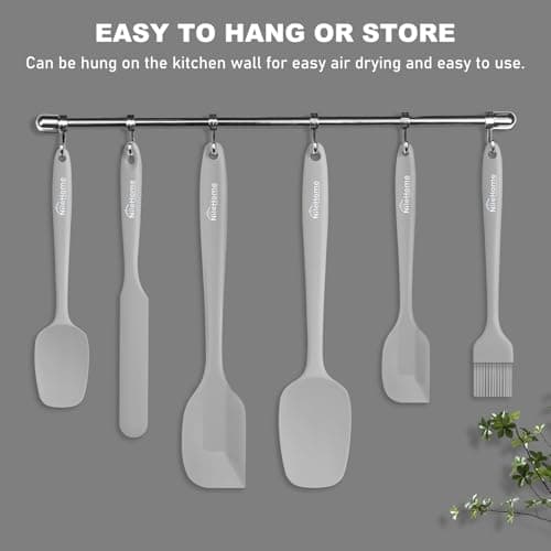 NileHome Silicone Spatula Set, 6 Pieces Food Grade Kitchen Utensils with Silicone Brush Heat Resistant Up to 600°F Dishwasher Safe BPA-Free Rubber Spatula for Scraping, Baking, Cooking, Mixing-Grey — view 4