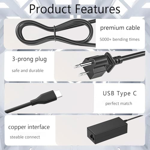 65W USB C Laptop Charger,Laptop Charger Type C,Chromebook Charger for All
